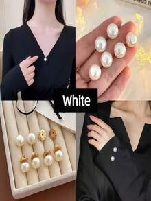 12pcs/6pcs Seamless Faux Pearl Anti-Exposure Buckle, Invisible Brooch That Doesn't Damage Clothes, Shirt Collar Fixing Tool, Luxury Embroidered Fabric For Sewing, Holiday Gift. - Upgraded Version - View 4