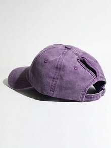 Y2K 1pc Unisex Solid Color Ponytail Baseball Cap, Washed, Sun Protection, Breathable, Adjustable Size, New Versatile Style For Daily Casual Wear And Sun Shading - Black - View 10
