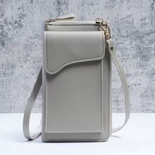 2026 Minimalist New Fashion Korean Style One Shoulder Crossbody Bag Large Capacity Women Long Wallet Solid Color Phone Bag - Multicolor - View 9
