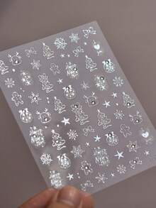 1 Crystal Diamond Silver Pink Embossed Nail Art Charm Sticker Popular Self-Adhesive Winter Nail Charm Sticker Cute Christmas Nail Decoration Sticker DIY - Silver - View 4