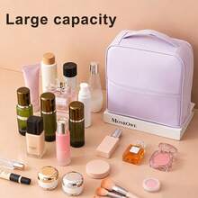 Vertical Travel Cosmetic Organizer Bag, Large Capacity Waterproof Makeup Brush Holder, Portable Cosmetic Storage Box, Suitcase Makeup Bag - View 10