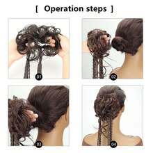 Women's Braided Bun With Boxer Braids & Tendrils, High Temperature Synthetic Fiber, Adds Volume, Easy To Wear For Daily, Travel, Party, Halloween & Christmas - Dark Brown - View 2