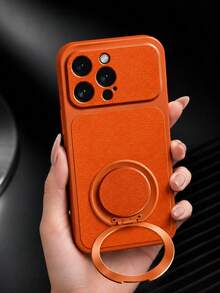 MewTrek Ốp điện thoại bằng da PU cao cấp vân vải, có giá đỡ nam châm, lỗ camera lớn, bảo vệ toàn diện chống sốc và chống rơi, tương thích với iPhone, Galaxy, Honor, Reno, MOTO. - trái cam - Xem 5