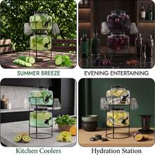 Crystals 7L Double Glass Drinks Dispenser Set With Metal Stand, Taps & Glasses - View 9