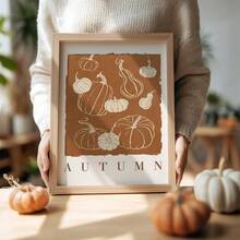 1pc Frameless Rustic Farmhouse Pumpkin Fall Harvest Thanksgiving Wall Art Print, Cozy Dorm Bedroom Party Decor, Back To School Funky Posters - Multi-color - View 3