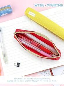 Ultra-Thin Pencil Case, Colorful Pencil Pouch Makeup Bag, Zippered Adult Office Stationery Storage Box, Compact And Elegant - Multicolor - View 2