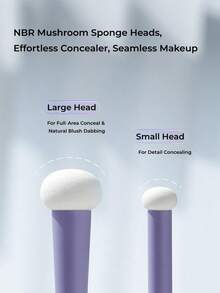 GUOXIAONIU 1Pc Bunny Dual‑Ended Mushroom Sponge Concealer Brush, Round Tip Blush Makeup Brush For Tear Troughs, Dark Circles & Acne Marks, Detail Cosmetic Tool - Violet Purple - View 5