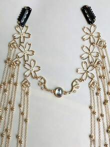 1pc New Gold Elegant Exquisite Hair Chain, Suitable For Wedding Dress, Cold Shoulder Outfit, Head Accessory, Gold Bohemian Style Headpiece - Gold - View 4