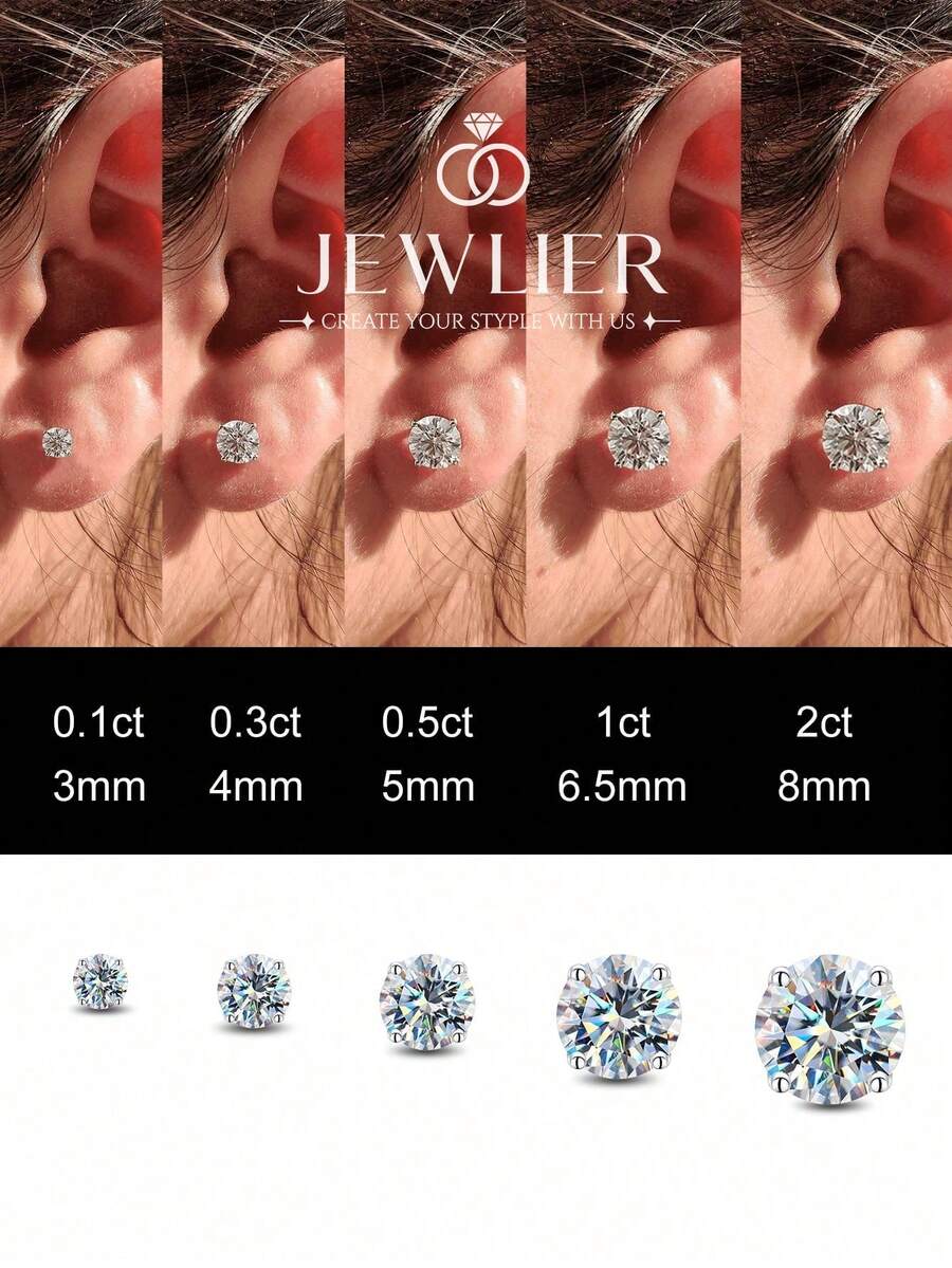 1對奢華莫桑石四爪耳釘，S Jewelry 禮品，精緻女士珠寶禮物