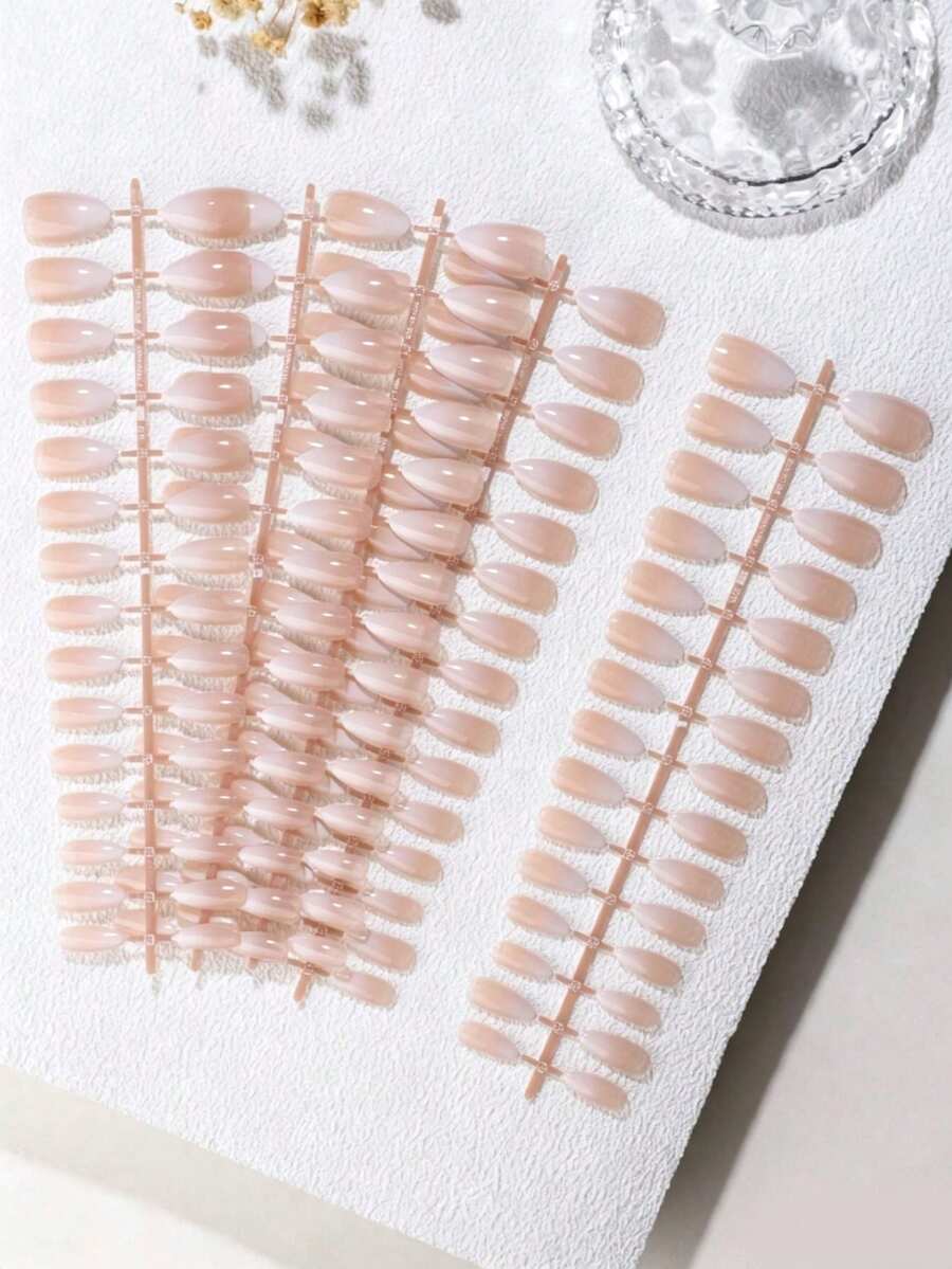 5 Pcs/Set Sweet Style Milky White Gradient Nail Tips, Long Stiletto Short Almond Short Oval Square Toenail Multiple Styles Available - Multicolor - View 1