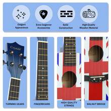 Crystals 21/23 Inch Soprano Ukulele Beginner Musical Instrument With Accessories - Blue-23" - View 3