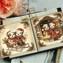 24 Sheets 6x6 Inch Cute Puppy Christmas Scrapbooking Paper, Vintage Framed Cardstock, Healing Watercolor Puppy Craft Paper, Suitable For DIY Holiday Cards, Junk Journals And Fine Cutting - Square - View 7