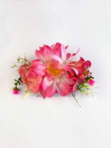 DUOJIAOYAN 1pc New Style Artificial Fabric Solid Color Flower Greenery Hair Comb Suitable For Daily Side Updo Half-Up Hairstyle Wedding Styling Women Dress Up Photography - Multicolor - View 15