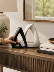 This Black And White Abstract Geometric Sculpture Set Is A Modern Minimalist Decorative Piece, A Textured Desktop Home Decor Suitable For Living Rooms, Entryways, Bookshelves, Bedrooms, And Offices. - one-size - View 6