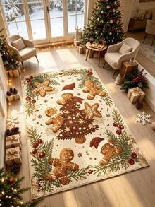 1pc, Gingerbread Man Print Rug, Fun Style, Suitable For Bedroom, Living Room, And Office Decor, Home Decor, Holiday Decoration, Christmas Gift Rug, Autumn/Winter New Arrival, Seasonal Decorative Mat With Holiday Design, Christmas Ornament, Perfect Christmas Gift, Perfect Match For Christmas And New Year Celebrations, Hallway Rug, Rug, Long Rug, Area Rug, Mat, Home Decor, Area Rug - Multicolor - View 5