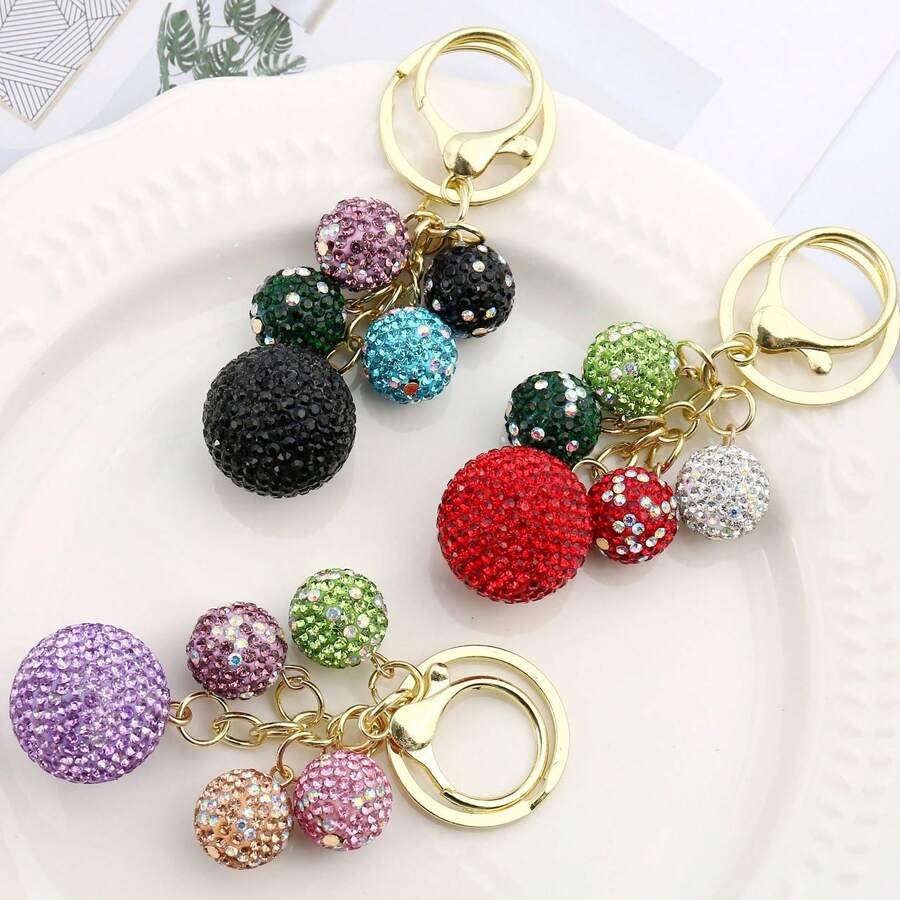 Hot Selling Small Ball Beaded Keychain, Christmas Car Key Chain Pendant, Gift Accessory, Couple Bag Charm - One Size - View 1