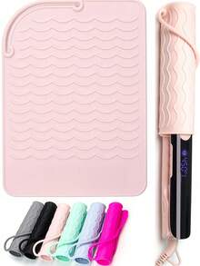 1pc Silicone Heat Resistant Mat, Straightener Heating Pad, Curling Iron Insulation Pad, Styling Tool Mat Cover, Straightener And Curling Iron Heat Resistant Mat, Hair Styling Tool Storage Insulation Mat, Silicone Heat Resistant Tool Mat - Multicolor - View 1