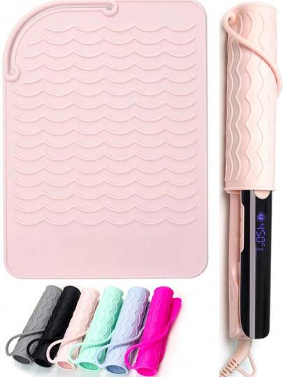 1pc Silicone Heat Resistant Mat, Straightener Heating Pad, Curling Iron Insulation Pad, Styling Tool Mat Cover, Straightener And Curling Iron Heat Resistant Mat, Hair Styling Tool Storage Insulation Mat, Silicone Heat Resistant Tool Mat