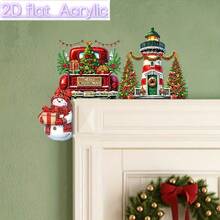 1pc Christmas Theme Lighthouse, Snowman, Christmas Tree And Truck Pattern Door Corner Decor Sign, Acrylic Material, Suitable For Various Home Door Corners And Window Corners Decoration - A - View 4
