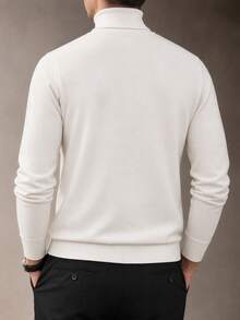 Men's Autumn/Winter Minimalist Solid Color Fashion Casual Turtleneck Long Sleeve Sweater - Apricot - View 4