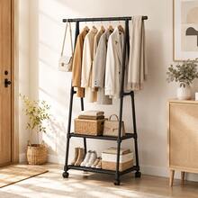 1 cái giá treo áo khoác đứng đa năng bằng kim loại, cột điều chỉnh được, thiết kế lưu trữ hai tầng, thanh trượt chống trượt, có bánh xe khóa, giá trưng bày gia dụng bền bỉ - Nhiều màu - Xem 5