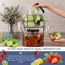 Crystals 7L Double Glass Drinks Dispenser Set With Metal Stand, Taps & Glasses - View 5
