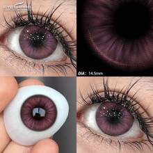 Eyeshare زوج واحد من عدسات لاصقة بألوان طبيعية للعيون، عدسات وردية تجميلية لمكياج العين وإبراز جمال البؤبؤ - وردي - مشاهدة 4