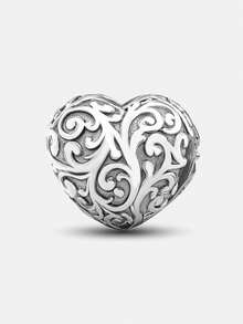 1pc Heart Crown Flower Beaded Pendant, Suitable For Women's Bracelet, Bangle DIY Jewelry Making And Daily Wear Accessories - Silver - View 15