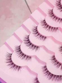 1 Pair Natural Thin Curly 3D Fluffy Transparent Stem Cross Fishtail False Eyelashes, Suitable For Daily/Date/Holiday/Party/Gathering/Wedding/Office Goddess Makeup - Black - View 8