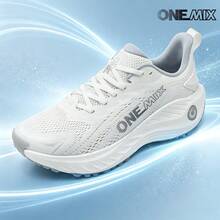 ONEMIX 時尚運動休閒跑步鞋,舒適緩震,低筒厚底,防滑耐磨,白色 - 海浪白 - 查看 4