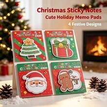 8/4pcs Christmas Sticky Notes Office Memo Notepad Cute Snowman Bell Design Student Reward Sticker Book Christmas Gift - Notebook - View 4