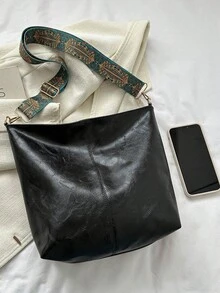 2026 Summer New Fashion Handheld Shoulder Crossbody Large Capacity High-Quality Commuter Tote Bucket Bag Women's Purse - Black - View 2
