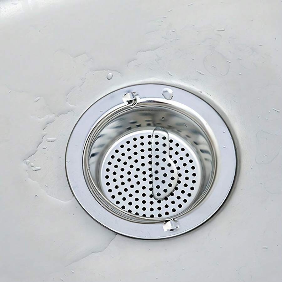 Sink Strainer With Handle, Stainless Steel Kitchen Sink Strainer Basket, Drain Strainer. - Silver - View 1