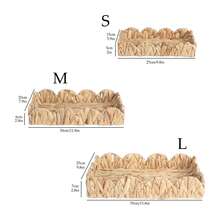 3pcs/Set (S+M+L)/1pc Handmade Woven Rattan Basket, Fan-Shaped Wavy Edge Water Hyacinth Rectangular Storage Basket, Coffee Table Decor Rattan Tray, Bohemian Style Stationery, Wardrobe, Toy, Cosmetic Storage Basket, Holiday Decor Gift Basket - Khaki - View 9