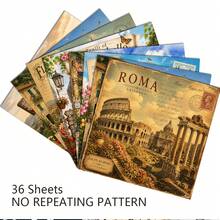 36 Sheets Vintage Italy Travel Scrapbook Paper, 6x6 Inch Retro Poster Style Craft Paper, Rome, Florence & Amalfi Coast Ephemera For Travel Journals, Art Collage, And DIY Postcards. - Square - View 5