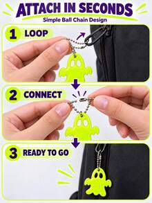 30/20/10/5pcs Double-Sided Reflective Keychains, Fun Night Fashion Accessories, Halloween Gifts And Party Decorations, Small Gifts, Bag Charms, Decorative Key Rings - Multicolor - View 5