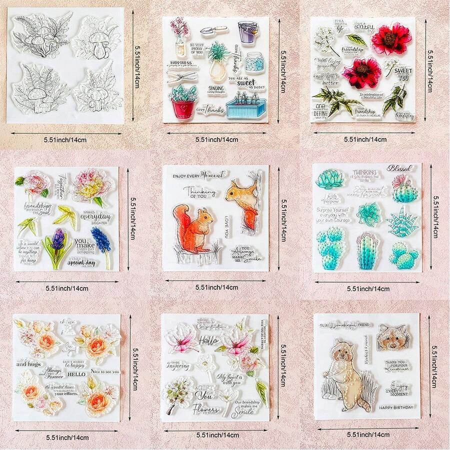 Clear Silicone Stamp, Flower & Animal Plant Pattern For DIY Scrapbooking Card Making Journaling Paper Craft Decor
