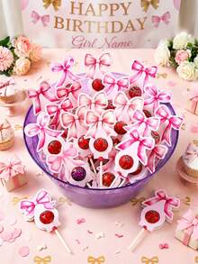 24Pcs Pink Bow Lollipop Paper Card Holders, Cute Bow Lollipop Packaging Cards, Baby Shower Party Lollipop Cards, Girls Birthday Party Gift Candy Decor, Pink Bow Birthday Decor, Bow Decor, Birthday Party Decor, Baby Shower Decor, Gender Reveal Party Supplies, Gift Wrapping Supplies, Birthday Gifts, Baby Shower Gifts, Party Gifts - Pink Bow - View 8