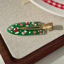 10pcs/Set Candy Christmas Socks Gift Reindeer New English Letter Christmas Hair Clips - Multicolor - View 6