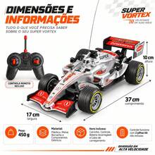 Carrinho de Controle Remoto Sem fio Recarregável Competição Super Vortex - Multicolorido - Visão 5