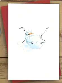 1pc Humorous Rude Snowman Christmas Card With Envelope - Lively Snowman Design, Holiday Greetings For Family, Friends And Colleagues - Multicolor - View 1