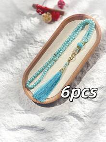 1pc/12pcs Islamic Prayer Beads, 99 Glass Faux Pearl Thread Beads For Muslim Worship And Arabic Praise Bracelet Long Tassel Style, Prayer Chanting Counting, Dual-Use For Daily Wear And Decoration - Multicolor - View 23