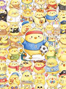 50Pcs Adorable Little Chicken Vinyl Stickers,Cute Cartoon Chick In Diverse Outfits,Waterproof Stickers For Journal Scrapbook Water Bottle Laptop - Multicolor - View 6