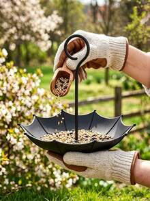 1pc Umbrella Style Bird Feeder & Bath, Multi-Functional Bird Feeding Tray, Landscape Decor, Photo Prop, For Garden, Balcony, Backyard, Weatherproof Plastic, Shaded Design, Ideal Gift For Bird Enthusiasts - Multiple Styles - View 6