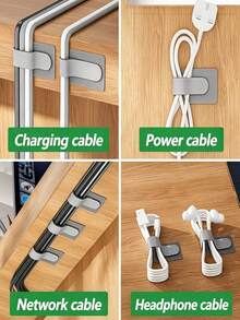 Self-Adhesive Cable Ties, No-Drill Cable Management Accessories, Can Organize Charging Cables, Power Cords, Network Cables, Earphone Wires, Suitable For Home Desks, Office Workstations, Study Drawers, TV Cabinets, Server Racks, Rental Apartments, Tidy Up Messy Cables, Reusable Open And Close, Simplify Cable Storage, Keep Desktop Clean, Compatible With Computer Equipment, Home Appliance Peripherals And Various Cable Management, Optimize Desktop And Cabinet Space Layout - Multicolor - View 5