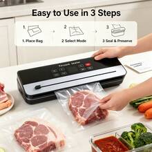 Automatic Vacuum Sealer Machine, Dry & Wet Food Preservation Mode, One-Touch Air Sealing System With Built-In Cutter For Meat, Vegetables, Rice And Leftovers,Kitchen Essential,USBcharging - Multicolor - View 10