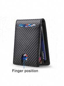 Dompet Serat Karbon untuk Pria, Dompet Lipat Tipis Pendek dengan Klip Uang, Kantong Koin Berresleting, Jendela ID, Dompet Pintar Minimalis Anti-Pencurian - MultiWarna - View 10