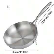 1pc Thick 316 Stainless Steel Frying Pan/Wok/Chef Pan, Multi-Layer Steel Structure Non-Stick Flat Bottom Pan, Even Heat Distribution, Coating-Free, Suitable For Gas Stove And Induction Cooktop - View 11