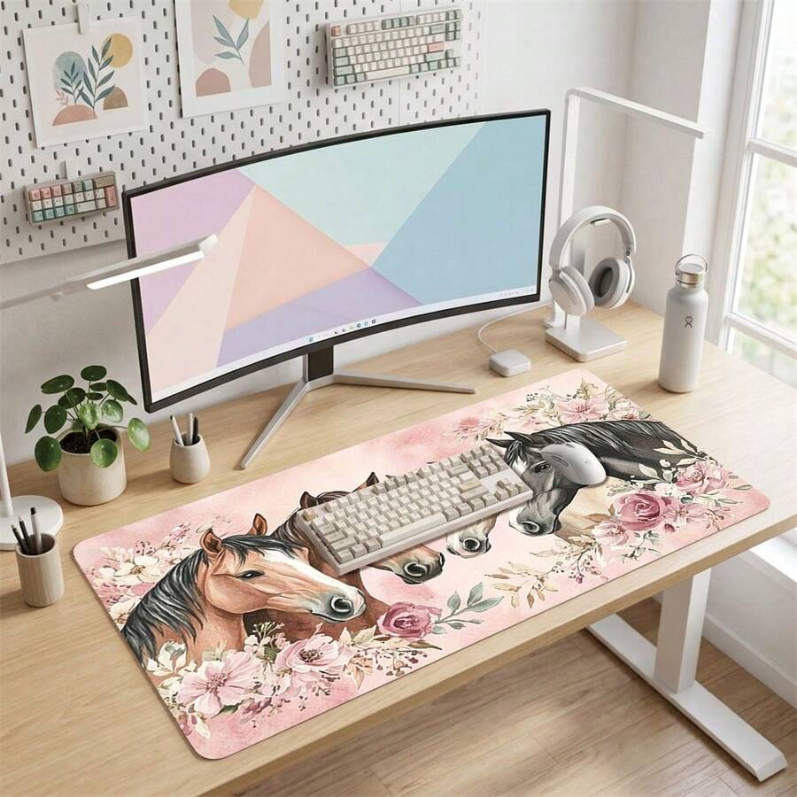Mouse Pad Gaming Motif 4 Kuda, Alas Meja Karet Anti Selip, Permukaan Halus untuk Meluncur, Cocok untuk PC Laptop Kantor Rumah, Dekorasi Seni Abstrak yang Menarik, Perlengkapan Sekolah - A - View 1