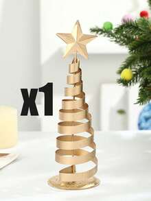 Artistic Christmas Tree Decoration, Gold Christmas Tree Tabletop Decor, Star Tree Topper, Iron Five-Pointed Star Decoration, Shiny Holiday Decor, Nordic Creative Mini Christmas Decoration, Suitable For Christmas Home Decor, Christmas Party Decoration - one-size - View 12